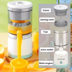 ProTech Electric Citrus Juicer, Rechargeable Portable Multi-Functional Orange Juice Squeezer, for Orange, Citrus, Squeezer Press Machine Extractor