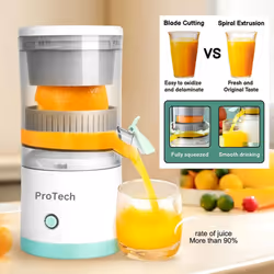 ProTech Electric Citrus Juicer, Rechargeable Portable Multi-Functional Orange Juice Squeezer, for Orange, Citrus, Squeezer Press Machine Extractor