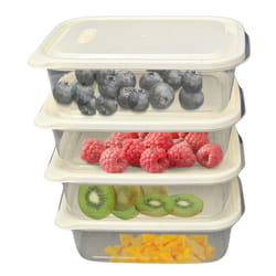 ProTech 4 Pcs Plastic Food Storage Canisters with Lids, Microwave Safe, BPA Free, Leak-Proof Kitchen Pantry Left Over Food Storage Boxes, Snap - Cream