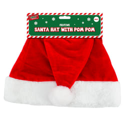 Santa Claus Hat with Fluffy Pom Pom - Christmas Holiday Party Headgear