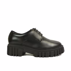 ) Page Walk | Black Leather | Women's Chunky Lace Up Shoes - 4(Adults'
