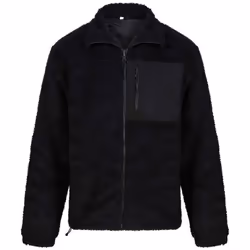 Front Row Mens Sherpa Recycled Fleece Jacket - XXL, Black