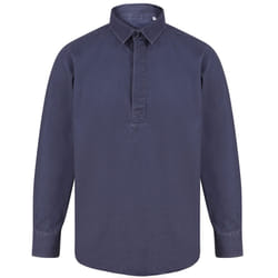 Front Row Mens Pull Over Cotton Drill Shirt - S, Washed Navy