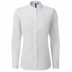 Premier Womens/Ladies Banded Grandad Collar Formal Shirt - XXL, White