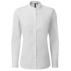 Premier Womens/Ladies Banded Grandad Collar Formal Shirt - XXL, White