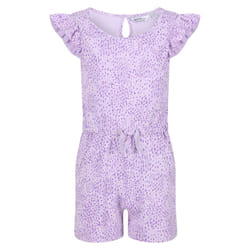 Regatta Childrens/Kids Dasie Animal Print Ruffle Playsuit - 5-6 Years, Pastel Lilac