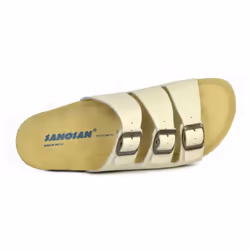 Sanosan Mens Lisbon Leather Sandals - 8 UK, Ivory