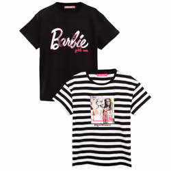 Barbie Girls T-Shirt (Pack of 2) - 7-8 Years, Black/White