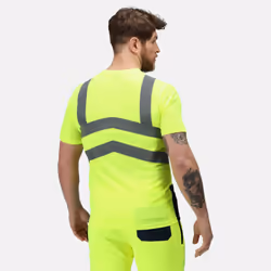 Regatta Mens Pro Hi-Vis Short-Sleeved T-Shirt - L, Yellow/Navy