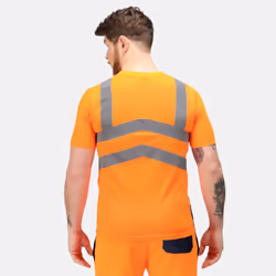 Regatta Mens Pro Hi-Vis Short-Sleeved T-Shirt - XL, Orange/Navy