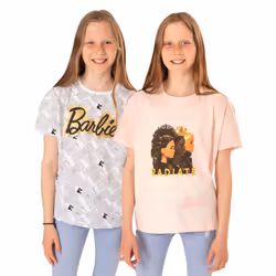 Barbie Girls Kindness Stronger Together Unity And Love T-Shirt Set (Pack of 2) - 9-10 Years, White/Pink