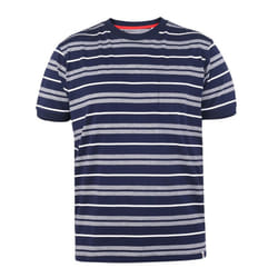 Duke Mens Piccadilly D555 Yarn Dyed Stripe Jacquard Kingsize T-Shirt - 4XL, Navy/White