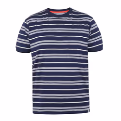 Duke Mens Piccadilly D555 Yarn Dyed Stripe Jacquard Kingsize T-Shirt - 5XL, Navy/White