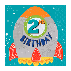 Amscan Blast Off 2nd Birthday Napkins (Pack Of 16)