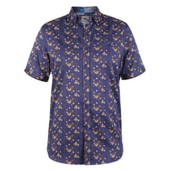 Duke Mens Kingston D555 Floral Short-Sleeved Shirt - 4XL, Navy/Brown
