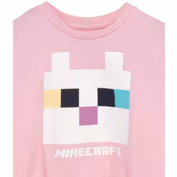Minecraft Girls Cat Twisted Knot Front T-Shirt - 5-6 Years, Pink/White