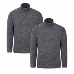 Mountain Warehouse Mens Snowdon Melange Fleece Top (Pack Of 2) - XS, Black