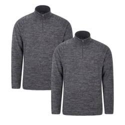 Mountain Warehouse Mens Snowdon Melange Fleece Top (Pack Of 2) - XS, Black