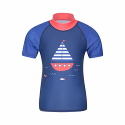 Mountain Warehouse Childrens/Kids Short-Sleeved Rash Guard - 7-8 Years, Cobalt Blue