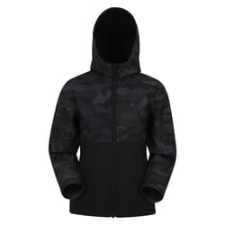 Mountain Warehouse Childrens/Kids Exodus Camo Soft Shell Jacket - 9-10 Years, Black