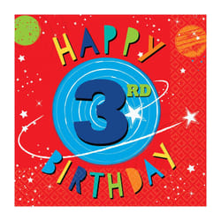 Amscan Luncheon 3rd Birthday Napkins (Pack of 16)