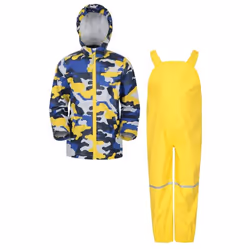 Mountain Warehouse Childrens/Kids Raindrop Camo Waterproof Jacket And Trousers Set - 7-8 Years, Pale Yellow