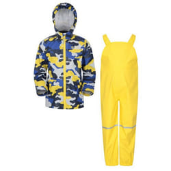 Mountain Warehouse Childrens/Kids Raindrop Camo Waterproof Jacket And Trousers Set - 7-8 Years, Pale Yellow