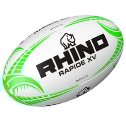 Rhino Rapide XV Rugby Ball - 5, White/Green