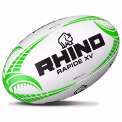 Rhino Rapide XV Rugby Ball - 5, White/Green