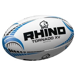 Rhino Tornado XV Rugby Ball - 5, White/Blue/Black