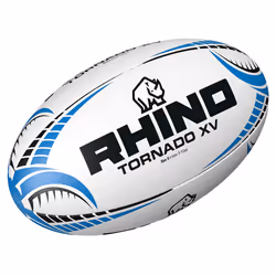 Rhino Tornado XV Rugby Ball - 5, White/Blue/Black