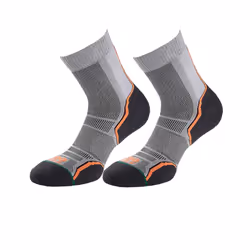 1000 Mile Mens Trail Socks (Pack of 2) - 6 UK-8 UK, Grey/Orange