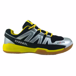 Karakal Mens Prolite Indoor Court Trainers - 10 UK, Silver/Black/Yellow