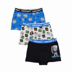 Minecraft Boys Boxer Shorts Set (Pack of 3) - 9-10 Years, Grey/Blue/Black