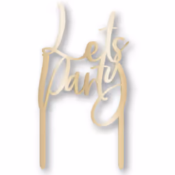 Amscan Lets Party Metallic Acrylic Cake Topper - 18cm x 10cm, Gold