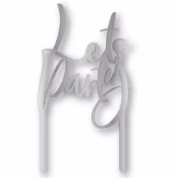 Amscan Lets Party Metallic Acrylic Cake Topper - 18cm x 10cm, Silver