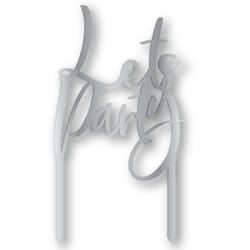 Amscan Lets Party Metallic Acrylic Cake Topper - 18cm x 10cm, Silver
