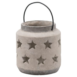 Hill Interiors Bloomville Stone Star Candle Lantern - 23cm x 18cm x 18cm, Stone
