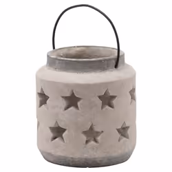 Hill Interiors Bloomville Stone Star Candle Lantern - 19cm x 18cm x 18cm, Stone