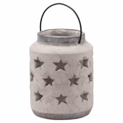 Hill Interiors Bloomville Stone Star Candle Lantern - 19cm x 18cm x 18cm, Stone