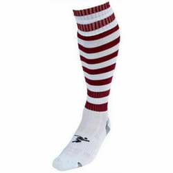 Precision Unisex Adult Pro Hooped Football Socks - 7 UK-12 UK, White/Maroon