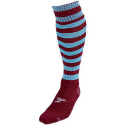 Precision Unisex Adult Pro Hooped Football Socks - 7 UK-12 UK, Maroon/Sky Blue