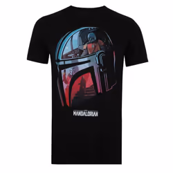 Star Wars: The Mandalorian Mens Helmet Cotton T-Shirt - L, Black