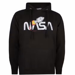 NASA Mens Vintage Rocket Pullover Hoodie - XL, Black/White