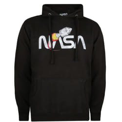 NASA Mens Vintage Rocket Pullover Hoodie - XL, Black/White