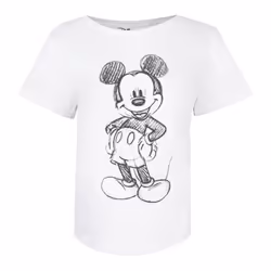 Disney Womens/Ladies Mickey Mouse Sketch T-Shirt - L, White