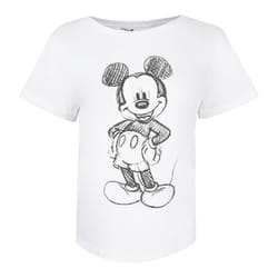 Disney Womens/Ladies Mickey Mouse Sketch T-Shirt - L, White