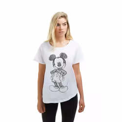 Disney Womens/Ladies Mickey Mouse Sketch T-Shirt - L, White