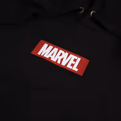 Marvel Mens Box Logo Hoodie - L, Black