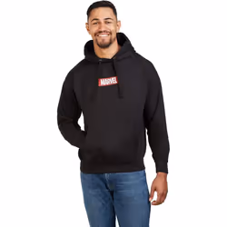 Marvel Mens Box Logo Hoodie - L, Black
